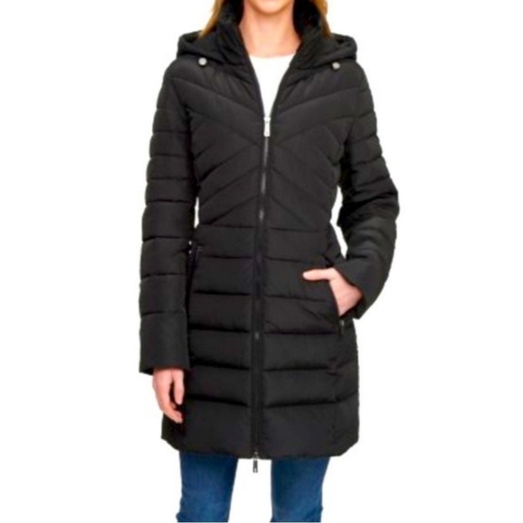 Kenneth Cole Reaction Long Down Quilted Puffer Winter Coat Hooded Women's XXL - Picture 1 of 10